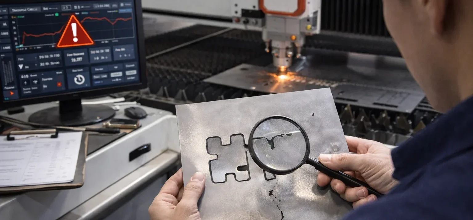 cnc laser fallos en corte abierto