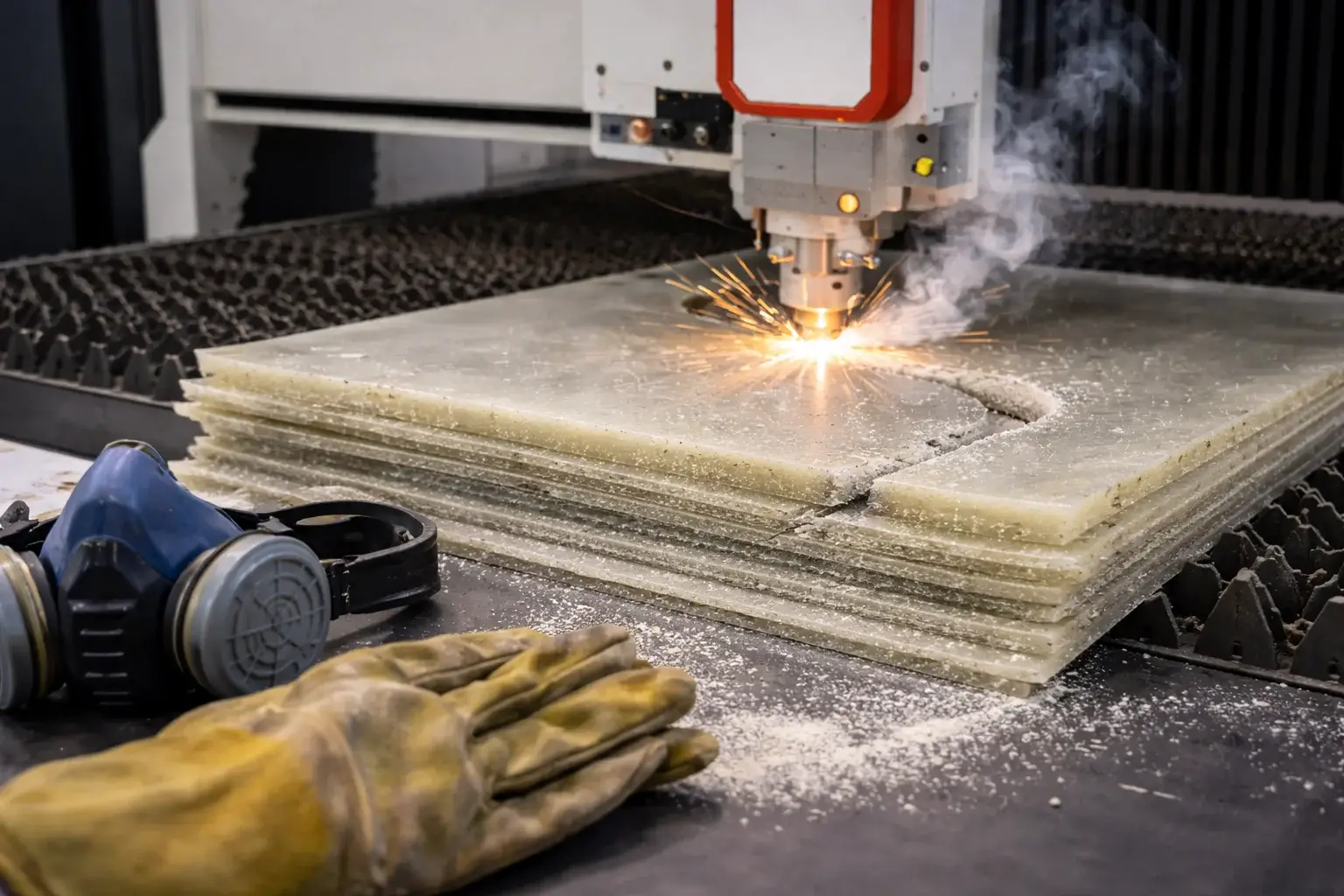 cortar fibra de vidrio con laser