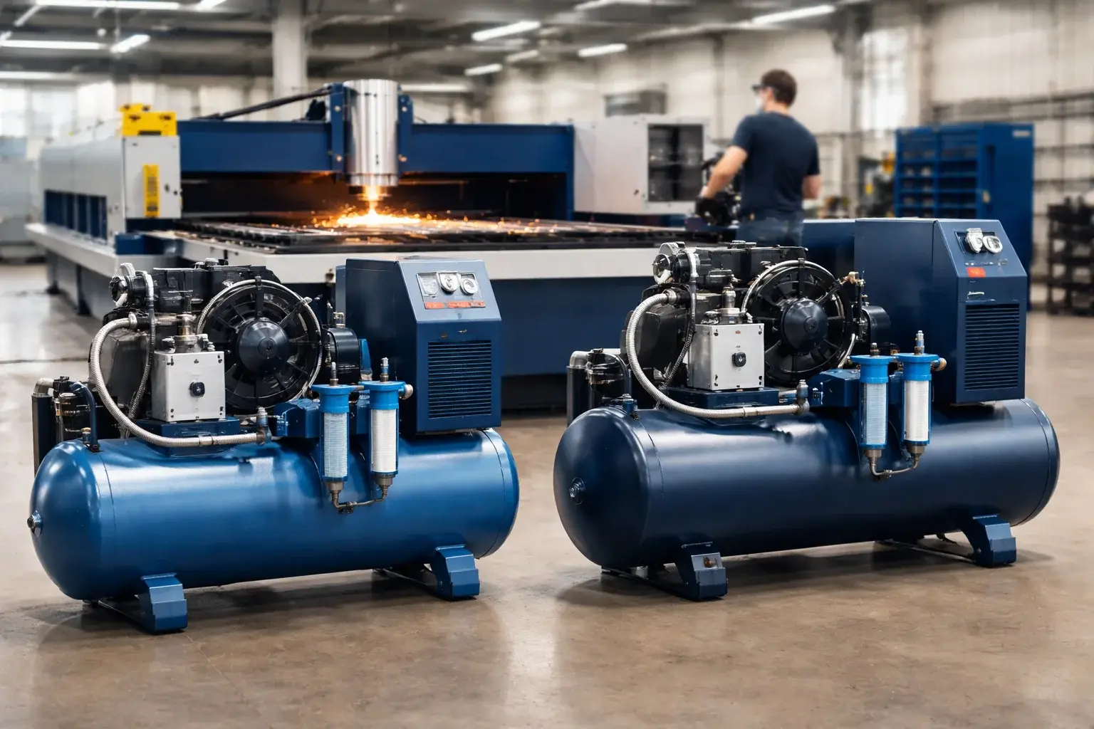 Adquiere un compresor para corte láser 16 bar vs 20 bar de alta eficiencia para optimizar tu producción y proteger la vida útil de tus ópticas.