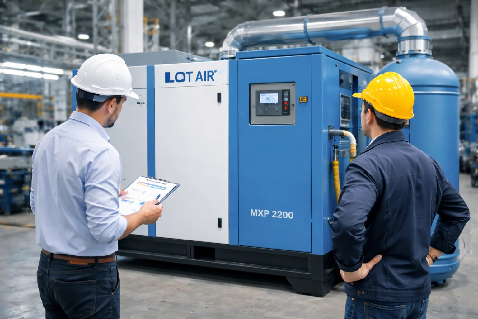 Cotización técnica de compresor de tornillo industrial de alta eficiencia para optimizar el consumo energético y la presión en procesos de manufactura.