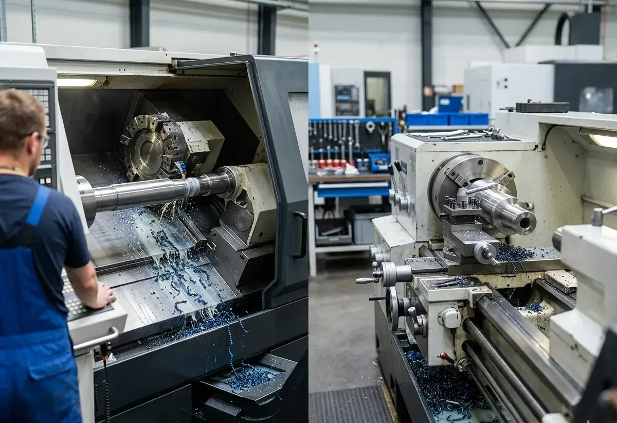 torno CNC de bancada inclinada vs bancada plana